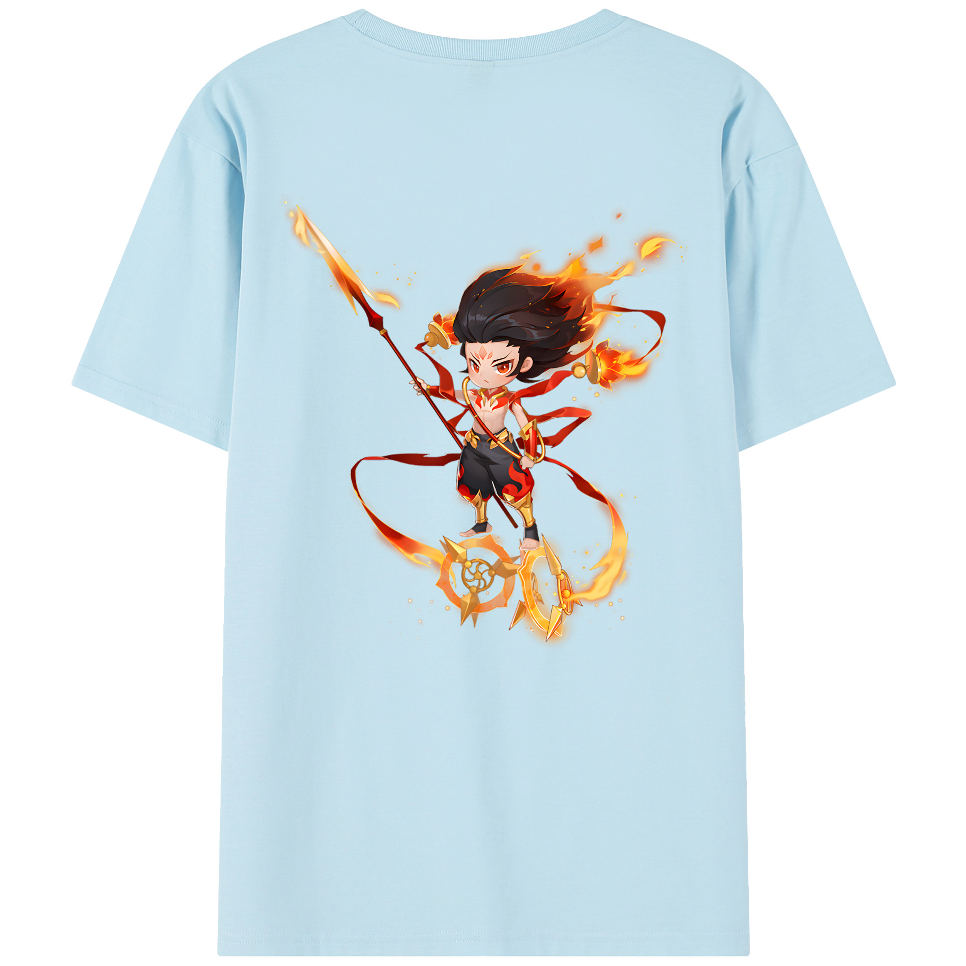 （画像用） Ne Zha 2 ナタ 魔童の大暴れ 綿100％半袖Tシャツ（背面プリント）